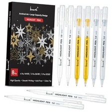 White Gold and Silver Gel Pen Set, 1mm Extra Fine Point Pens Gel Ink Pens