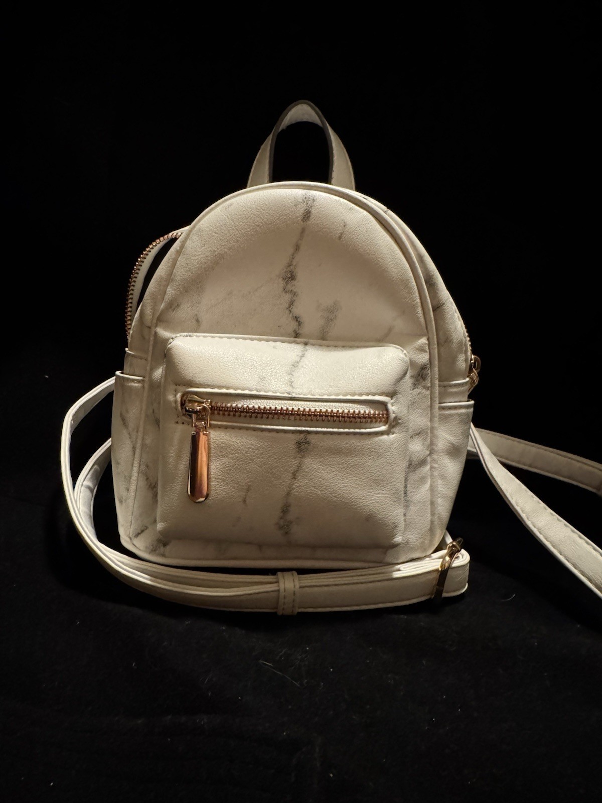 Mini White Marbled Backpack with Adjustable Strap… - image 1