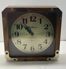 Waltham Spartus 10.75" Wood Plexiglass Quartz Wall Collectible Clock Made In USA