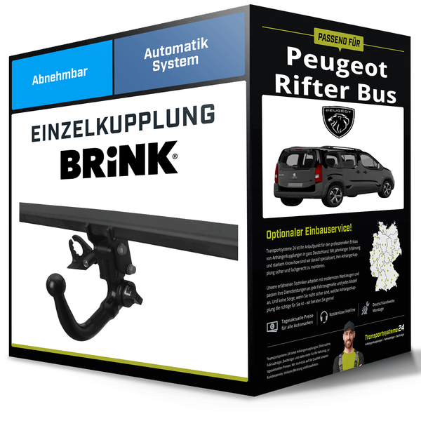 Abnehmbare AnhäNgerkupplung FüR Peugeot Rifter Bus 08.2018- Typ K9 Brink NEU-image