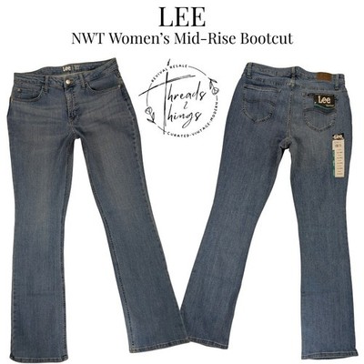 NWT Lee Jeans Womens Med Wash 12 Long Bootcut Mid Rise Stretch Classic Y2k Flare