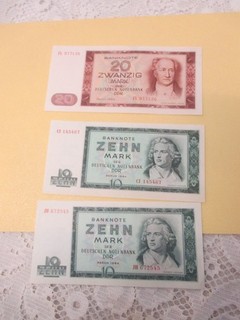 Banconota RDT 1964 (10 10 20 marchi) 3 x denaro reale come nuova di zecca