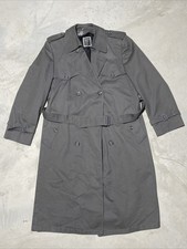 Christian Dior Men  s Double Breasted Long Trench Coat 40 Reg Vintage Taupe Grey