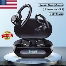 TWS Wireless Bluetooth Earphones Headphones Sports Ear Hook Running Bass Earbuds