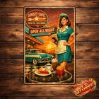 Route 66 Diner Retro Tin Sign 8x12 American Wall Art Vintage Decor