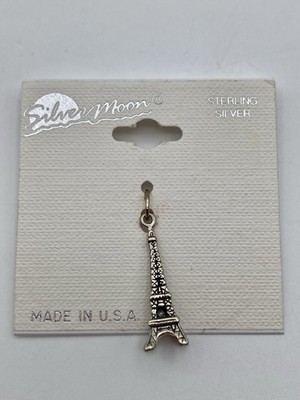 NEW Eiffel Tower Paris Sterling Silver Charm Bracelet Pendant Silver Moon USA
