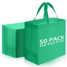 Reginary 50 Pieces Reusable Totes Bag Bulk Shopping Bags Non Woven Grocery Bag w