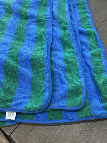 3 Mark & Graham CABANA STRIPE LOUNGE CHAIR TOWEL COVERS Pool Green Blue Stripe