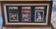 Graded Trading Card Display Case 3 PSA Slabs Sport Football Baseball Wood Frame