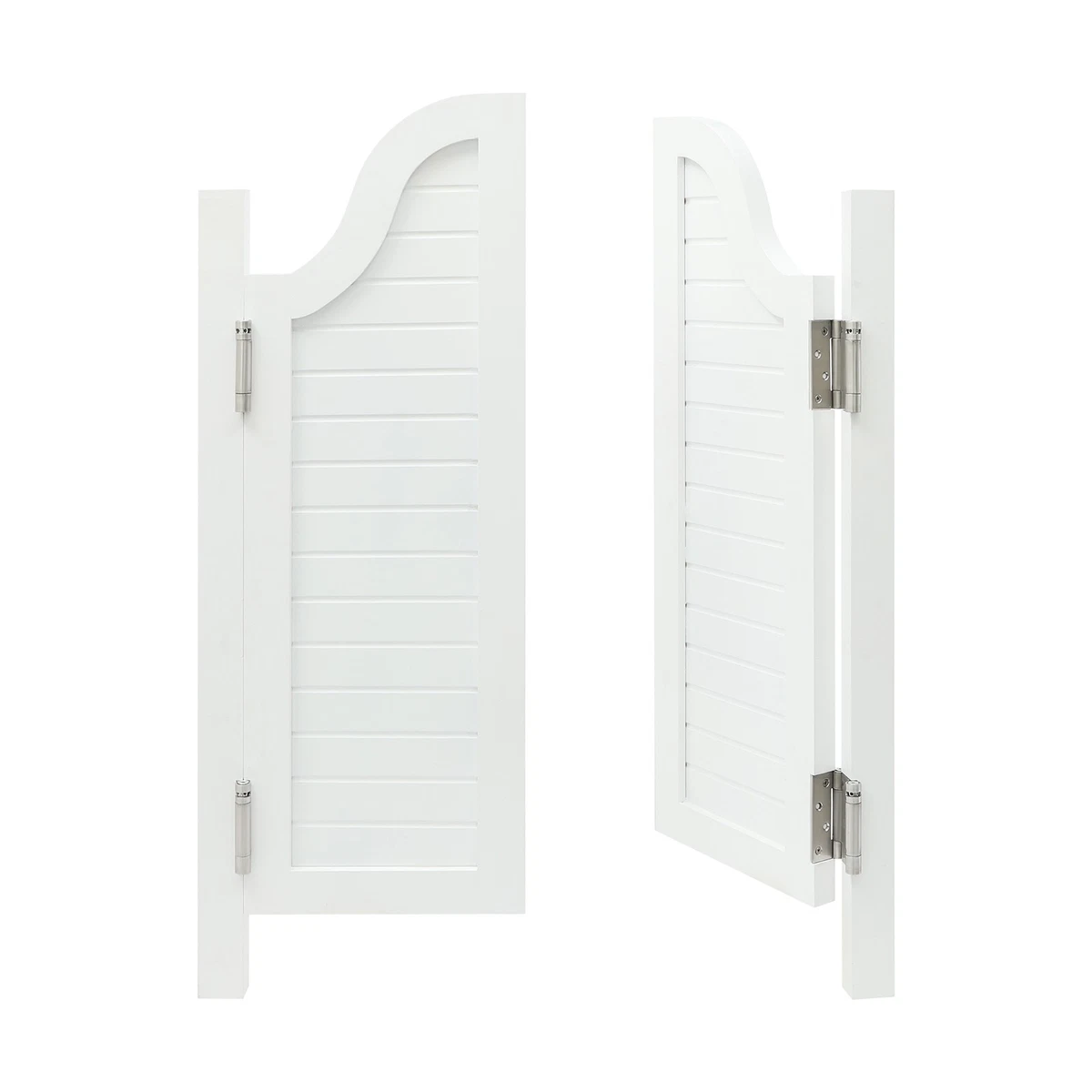 Puerta divisora a rayas horizontales blancas puerta oscilante de madera maciza diseño de doble puerta