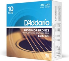 Acoustic Guitar Strings, Phosphor Bronze, , Light Gauge 12-53, 6-String Set, ...