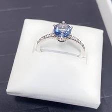 New Authentic 925 Sterling Silver Blue Sparkling Crown Ring Size 5 6 7 7.5 8.5