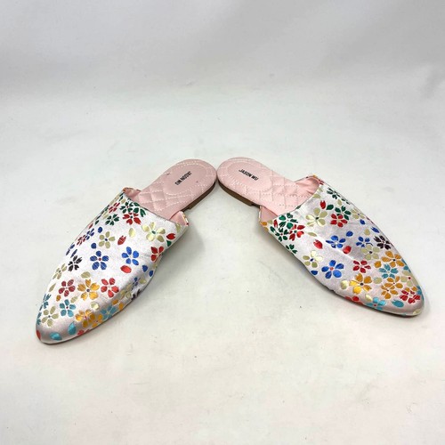 Jason Wu White Metallic Floral Print Satin Slipper Mules Size US 7 - Picture 4 of 5
