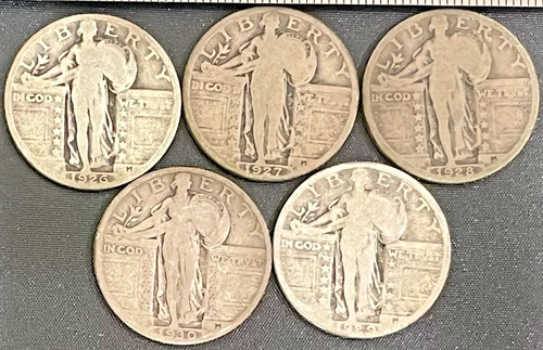 Standing Liberty 90% SilverQuarter Lot of 5
