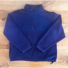 EBTEK Eddie Bauer Mens Vintage 1/4 Zip Fleece Pullover Blue Large