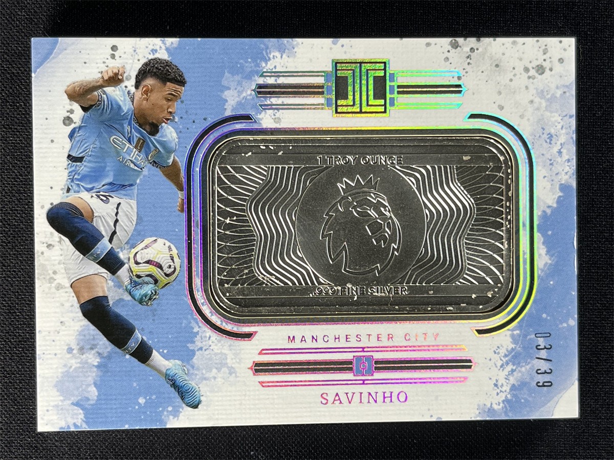 2024-25 Panini Impeccable Premier League Savinho #29 Silver Bar Man City /39