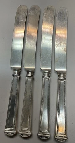 4- Pantheon International Sterling Silver Regular Knife Blunt 9 1/8” Plated Blad