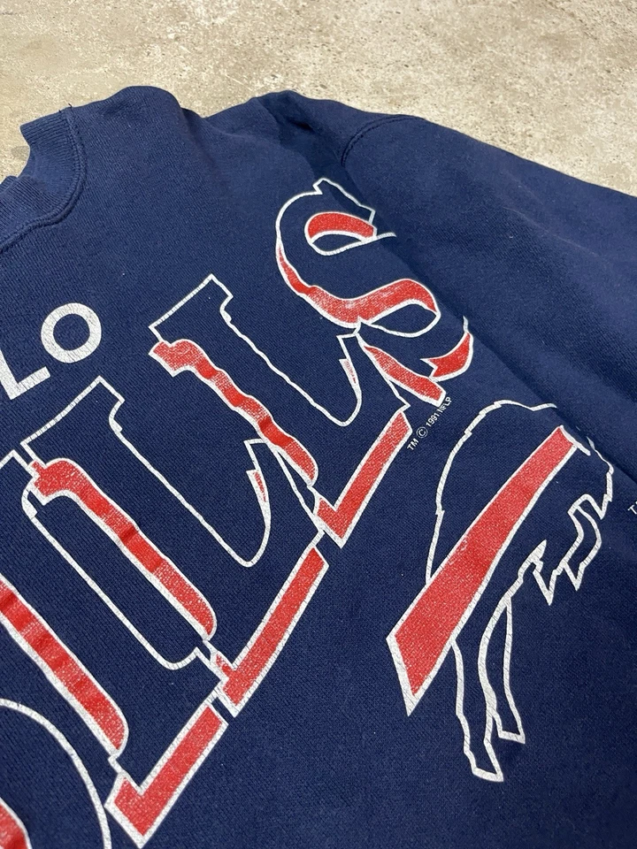 Sudadera De Colección Años 90 NFL Buffalo Bills Fútbol Cuello Redondo Para Hombres XL Nueva York Azul Marino Foto 2 de 4