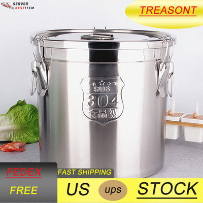 6L Airtight Rice Bucket 304 Stainless Steel Canister Food Storage Containers