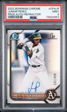 2022 BOWMAN CHROME AUTO #CPAJP JUNIOR PEREZ REFRACTOR - PSA 9 - /499