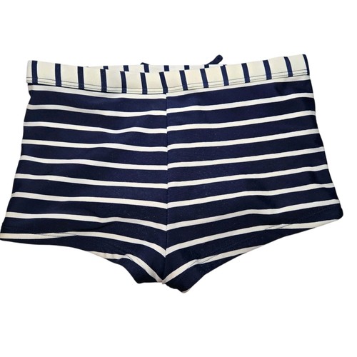 Hanna Anderson Swim Shorts Large 120 6 -7 Navy Blue White Stripe - Picture 2 of 10