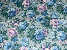 1/2 Yd Vintage Peter Pan Green Blue Pink Rose Floral Cotton Quilt Fabric BTHY