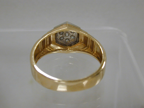 Unisex 10K Two Tone Gold .25 CT Natural 7 Diamond Cluster Ring Size 10.25 - Picture 7 of 12