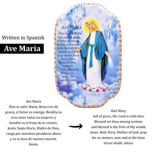 Resin Plated Mary Ave Maria Heaven Religious Icon Plaque Portrait Frame Prayer - Picture 3 of 5