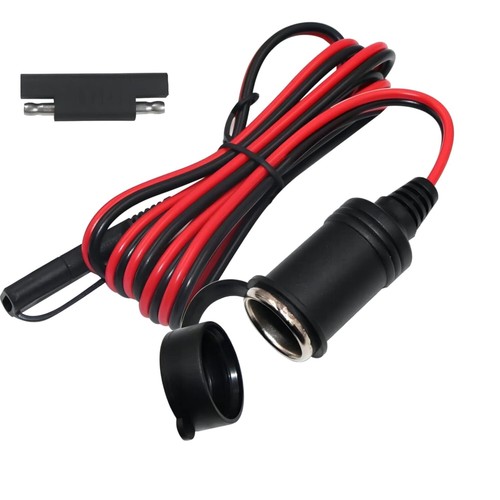 Waterproof SAE to 12V Cigarette Lighter Power Extension Cable - 6FT Durable Cord