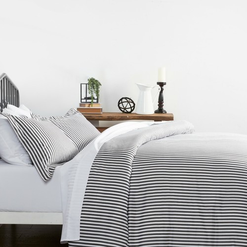 Premium Ultra Soft 3 Piece Ribbon Duvet Cover Set Kaycie Gray Fashion Collection - Picture 1 of 7