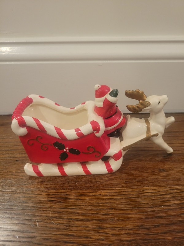 Inarco Japan Santa Sleigh With Reindeer Holiday Ornament