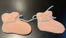 Vintage 1950s Knited Pink with Blue Baby Booties