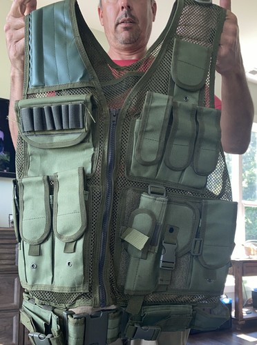 Hunting Camo Vest Tactical Adjustable Zippered Breathable Game Combat Training - Picture 5 of 5