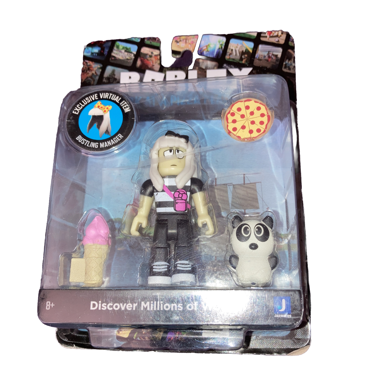 ROBLOX Action Figure WORK PIZZA PLACE MIA Exclusive Virtual Item Code