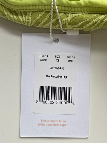 Andie The Portofino Bikini Top Women's XS Green Textured Floral Knotted Front - Picture 7 of 10