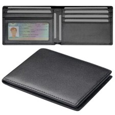 Genuine Leather Slim Wallet for Men, Minimalist RFID Blocking Bifold Mens Wallet