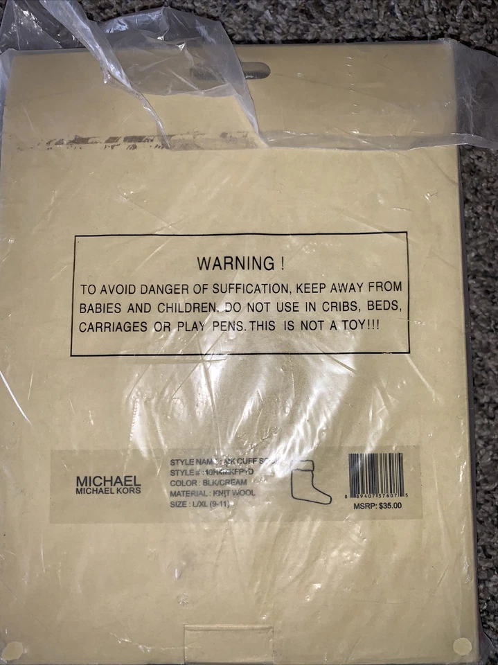 MICHAEL KORS Nuevo En Caja Color Beige. Calcetines Mk Puño Bota Talla L/XL Foto 2 de 2