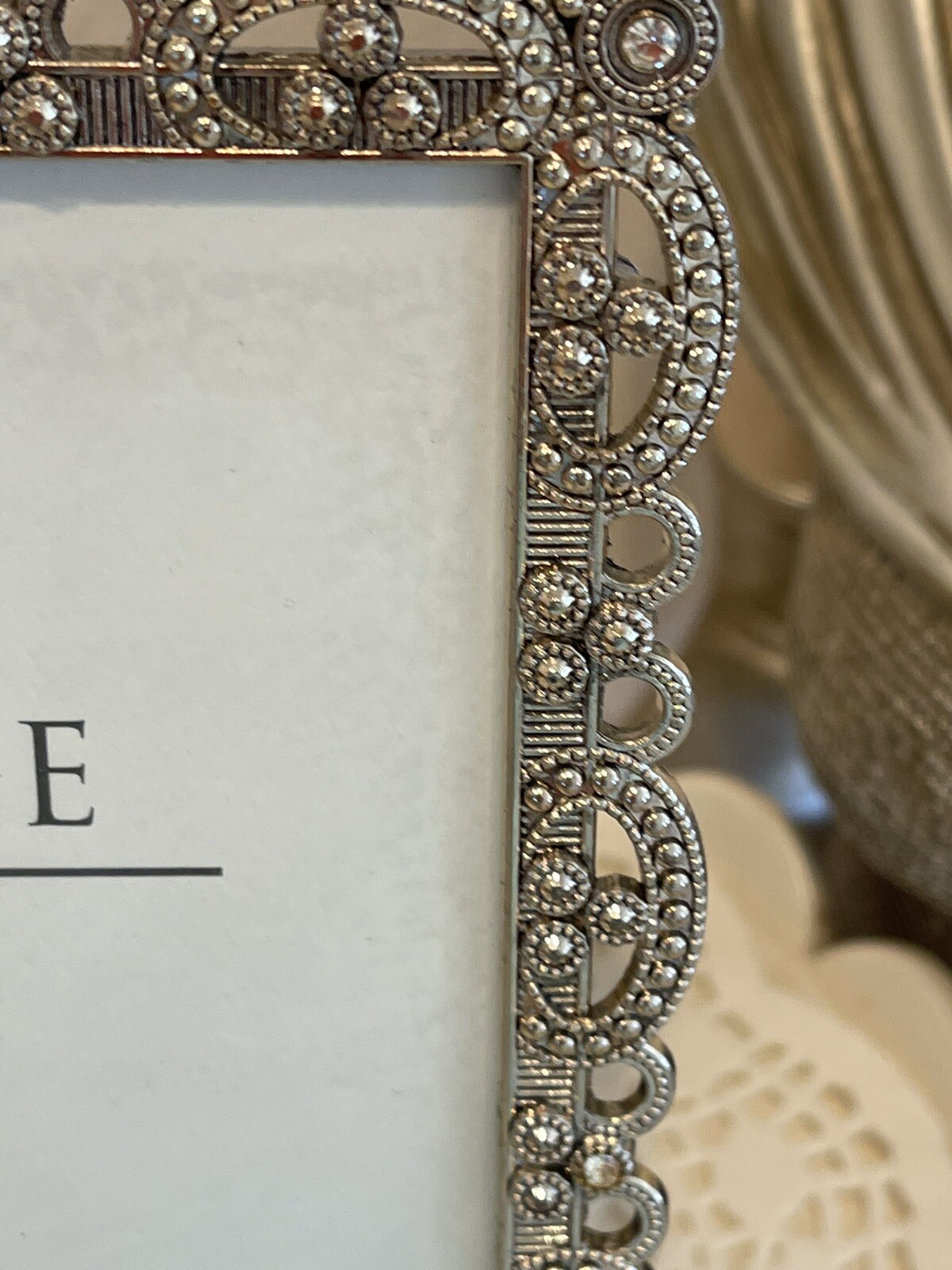 Photo Frame Antique Finish With Rhinstones Silver Tone | eBay