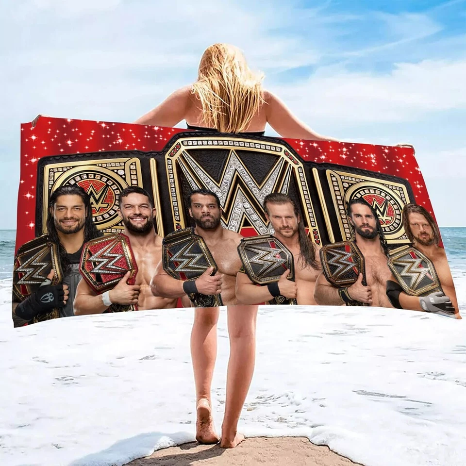 WWE Wrestling Beach Towel Birthday Holiday Mens Gift Pool Towel Customizable
