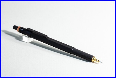 NOS 1980s Stiletto Rotring 600 BLACK & GOLD 0.7 mm pencil knurrled