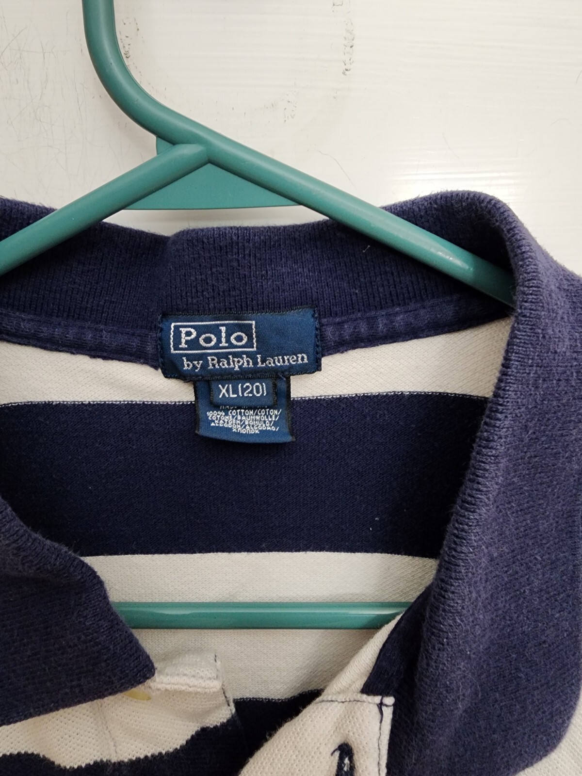 Ralph Lauren Polo Blue/White Striped Short Sleeve Shirt Size Youth XL