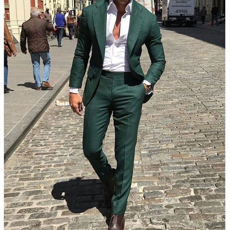 Emerald Green Suits for Men Slim Fit 2 Piece Suit Formal 