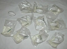 10 Vtg/New Amerock White Porcelain Silver Line Oval Drawer Cabinet Pull Hardware