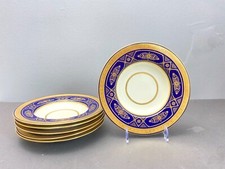 Set 6 Minton for Tiffany  Co. Soup Bowls, gilt cobalt blue, 8.75'',some crazing