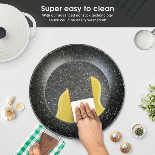 Clevinger Nonstick Saute Pan with Lid 28CM Skillet Egg Deep Fry Pans PFOA Free - Picture 5 of 7