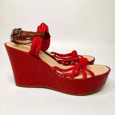 NWOB Miss Trish of Capri x Target Red Platform Rope Wedges