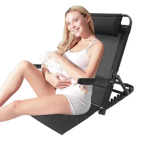 Portable Lifting Bed Backrest, Adjustable Lifting Bed Backrest W/ Armrest, Black - Picture 2 of 12