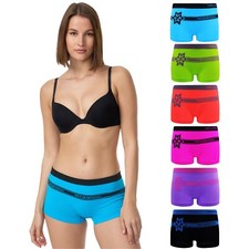 Damen Boxershorts Panty 6er Pack Unterwäsche...
