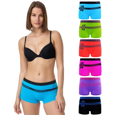 Damen Boxershorts Panty 6er Pack Unterwäsche Hotpants Microfaser Slip Unterhose
