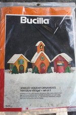 Vintage Bucilla "Jeweled Holiday Ornaments" Set of 3 New sealed Craft Kit